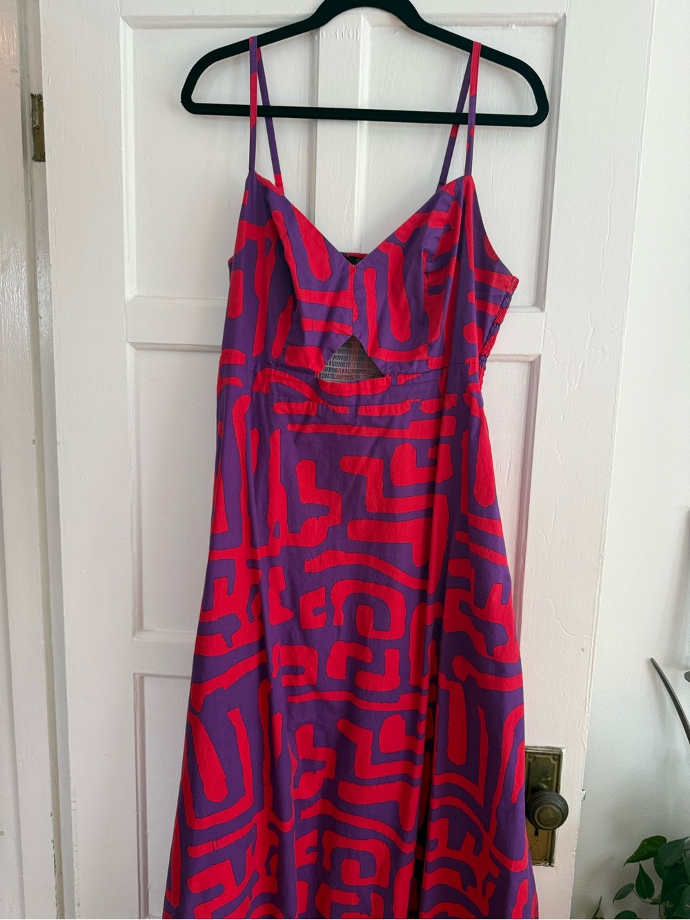 Bold Purple and Red Spaghetti-Strap Maxi Dress